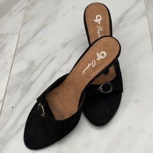 Black slip on high heels